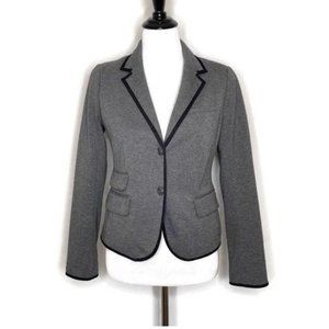 GAP The Academy Blazer Jacket Size 4 Gray with Black Trim Lined Two-button Prep